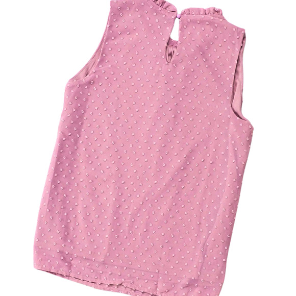 Pink Frill Swiss Dot Round Neck Tank-Size XXLarge - Picture 5 of 5
